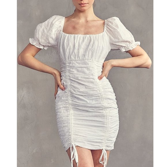 IDEM DITTO White Ruched Bodycon Mini Dress. Size Medium - Picture 1 of 4